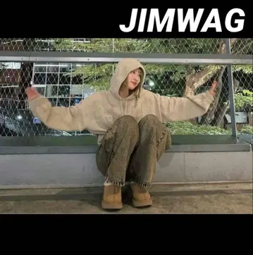 JIMWAG 로고 후디 니트 오트밀