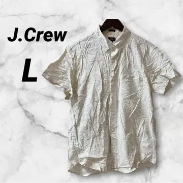 J.Crew 슬림핏 반팔 셔츠 [ L ] 크림 카라 부착 앞 버튼