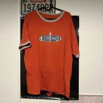 구제 90s 빈티지 오렌지 링거 T셔츠