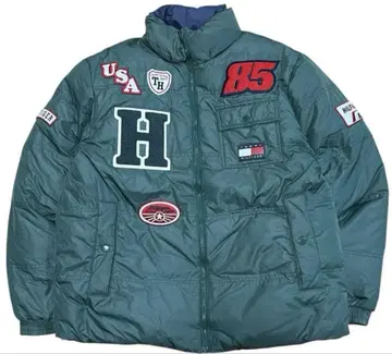 90s TOMMY HILFIGER 다운 자켓 리버서블 패치