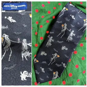 디즈니 리조트 나이트메어 비포 크리스마스 실크 일본제 넥타이 실크