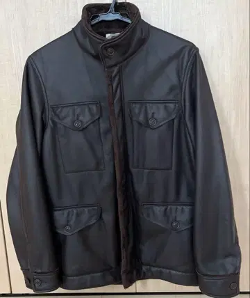 남성용 가죽풍 자켓 안감 무스탕 다크 브라운