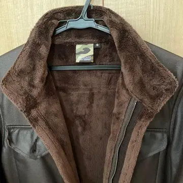 남성용 가죽풍 자켓 안감 무스탕 다크 브라운