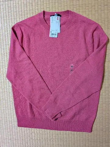 새상품 유니클로 UNIQLO 캐시미어 크루넥 스웨터 M 핑크