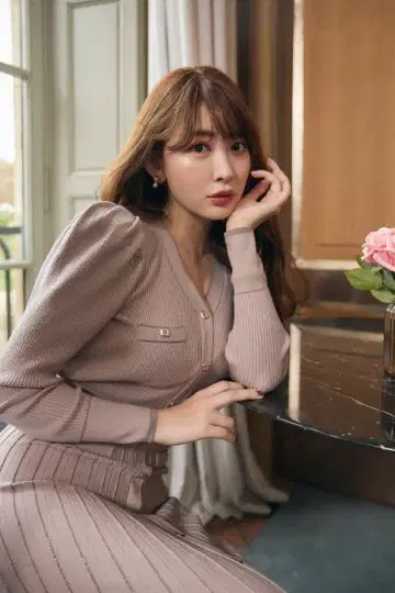 Herlipto 스위트 룸 니트 롱 드레스
