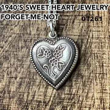 스위트하트 주얼리 플라워 실버 빈티지 목걸이 NAVY 1