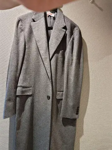 BARNEYS NEW YORK 그레이 캐시미어 체스터 코트
