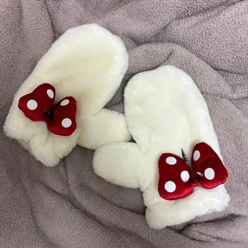 [ 새상품급 ] 디즈니 미니 마우스 리본 포함 장갑 미튼 성인용