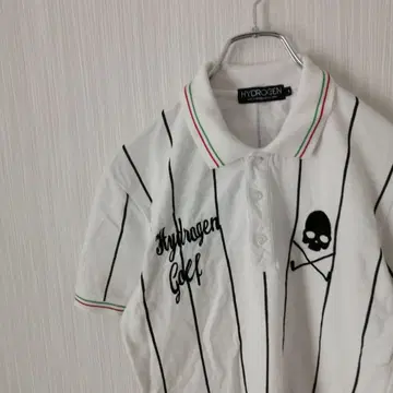 HYDROGEN 피케 셔츠 반팔 스트라이프 해골 골프