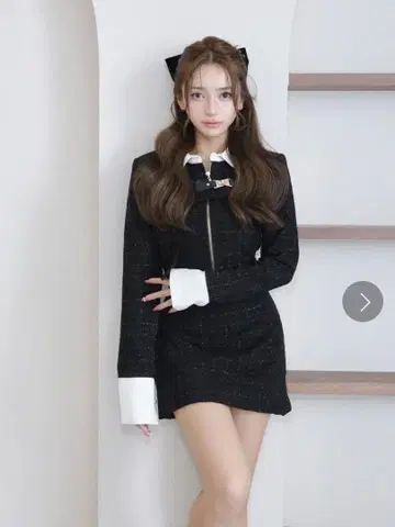 Randy Asymmetry buckle tweed dress
