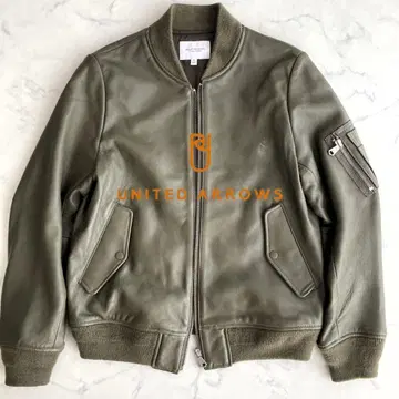 최소 사이즈!! 유나이티드 애로우즈 가죽 MA-1 블루종 플라이트 자켓