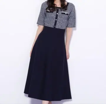 JILL by JILL STUART 믹스 트위드 절개 니트 원피스