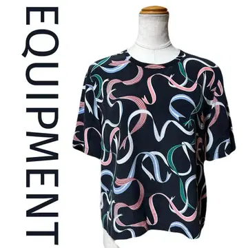 컨디션 최상 EQUIPMENT 에키프먼트 상의 블라우스 뒷트임 블랙 XS