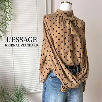 L'ESSAGE 보타이 볼륨 블라우스 2way 도트 무늬