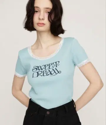 FRONT LOGO RIB TOPS 상의 반팔 SLY T셔츠
