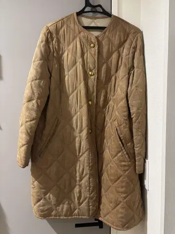 ROPE 베이지 퀼팅 롱 자켓