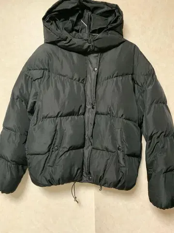 RETRO GIRL 충전솜 블랙 자켓 후드 부착