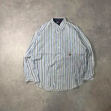 TOMMY HILFIGER 타미 스트라이프 셔츠 긴팔 블루 XL