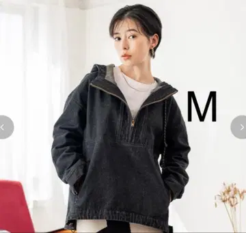 시마무라 megumi 콜라보 데님 아노락 후드티 자켓 중 블랙