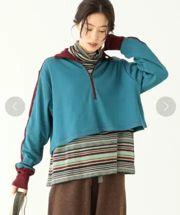 BEAMS BOY / 라인 디테일 하프 지퍼 풀오버