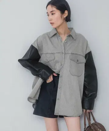 지나시스 콤비네이션 데님 오버 셔츠