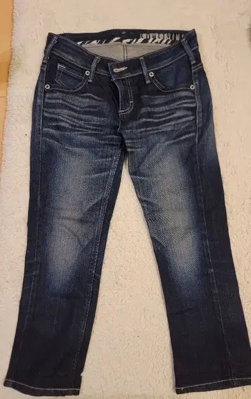 다크 블루 스트레이트 데님 제브라 안감