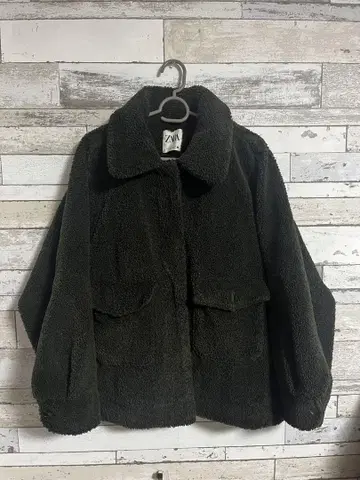 ZARA 보아 코트 다크 그린 M