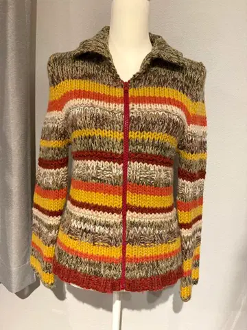 정가 반값 이하 빈티지 집업 니트 보더 미국