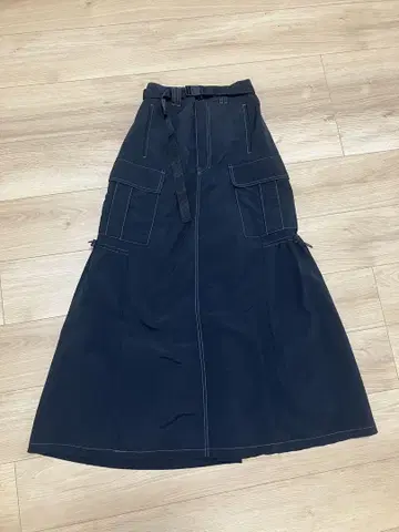 블랙 롱 스커트 벨트 포함