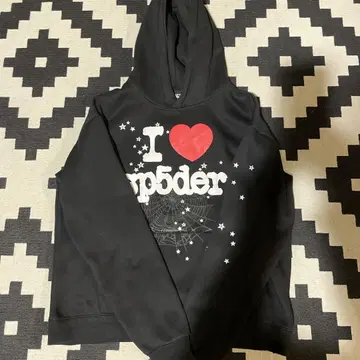 I love sp5der 후드티 블랙