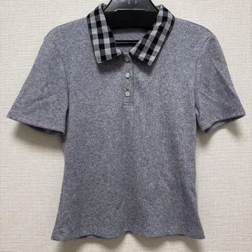ZARA 체크 무늬 카라 부착 폴로 니트
