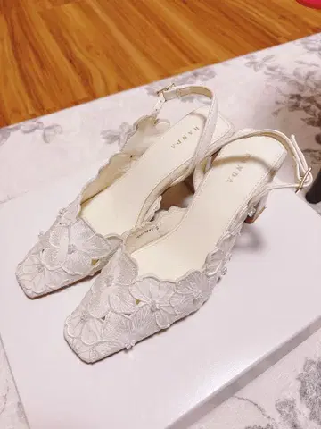 RANDA 꽃 화이트 뮬 S 사이즈 23cm