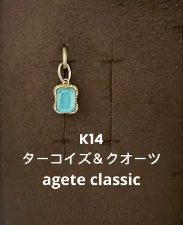 agete classic K14 터콰이즈 쿼츠 목걸이 참