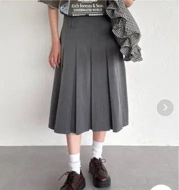 kutir 2way 모듬 미디 플리츠 스커트 그레이