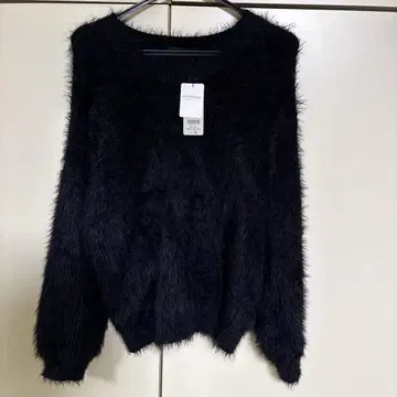 HARE 블랙 soft 롱 샤기 풀오버 M