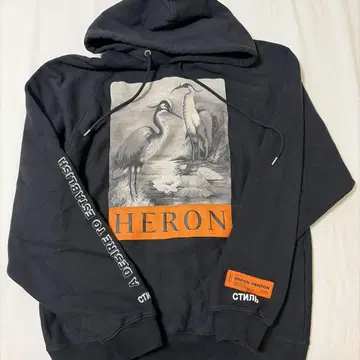HERON PRESTON 그래픽 후드티 블랙