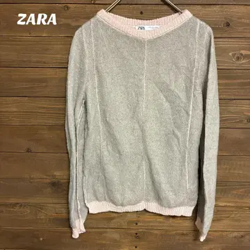 [ 자라 ] ZARA 그레이 핑크 V넥 긴팔 스웨터 니트 S