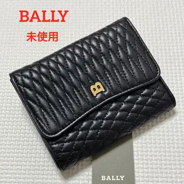 미사용 BALLY 발리 가죽 접이식 지갑 퀼팅 블랙