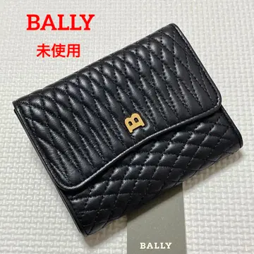 미사용 BALLY 발리 가죽 접이식 지갑 퀼팅 블랙