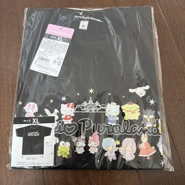 산리오 퓨로랜드 캐릭터 티셔츠 블랙 XL 사이즈