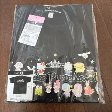 산리오 퓨로랜드 캐릭터 티셔츠 블랙 XL 사이즈