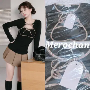 다리치 포인트 체크 니트 미니 원피스 FREE BLK