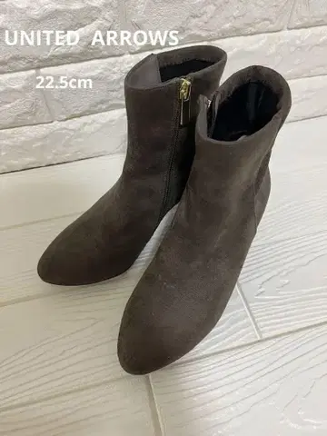 브라운 스웨이드 숏부츠 중간 힐 지퍼 포함