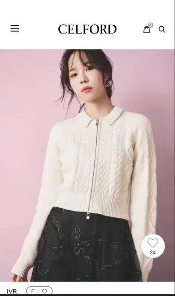 [ 미사용 새상품 ] CELFORD 지퍼 케이블 니트 스웨터 F