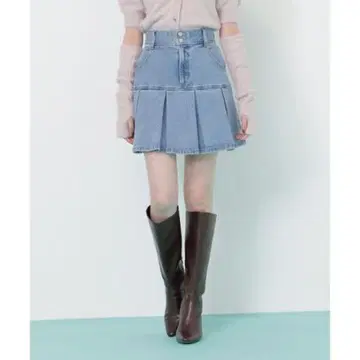 JILL BY JILLSTUART 박스 플리츠 데님 미니 스커트