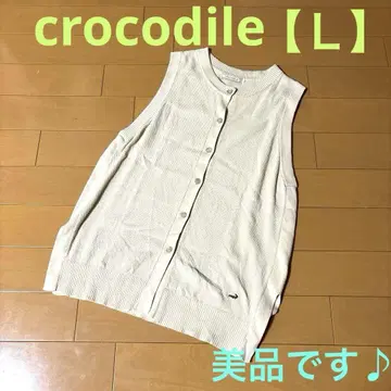 CROCODILE 베이지 버튼 니트 베스트 L 사이즈