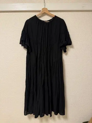 nest Robe 린넨 개더 플레어 원피스 블랙 네스트로브