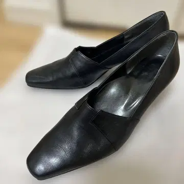 블랙 가죽 스틸레토 펌프스 24.5 cm