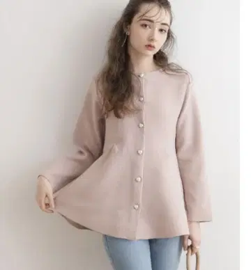 하트 단추 페플럼 가디건