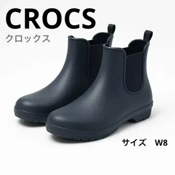 Crocs 네이비 사이드 고어 숏부츠 레인 슈즈 장화